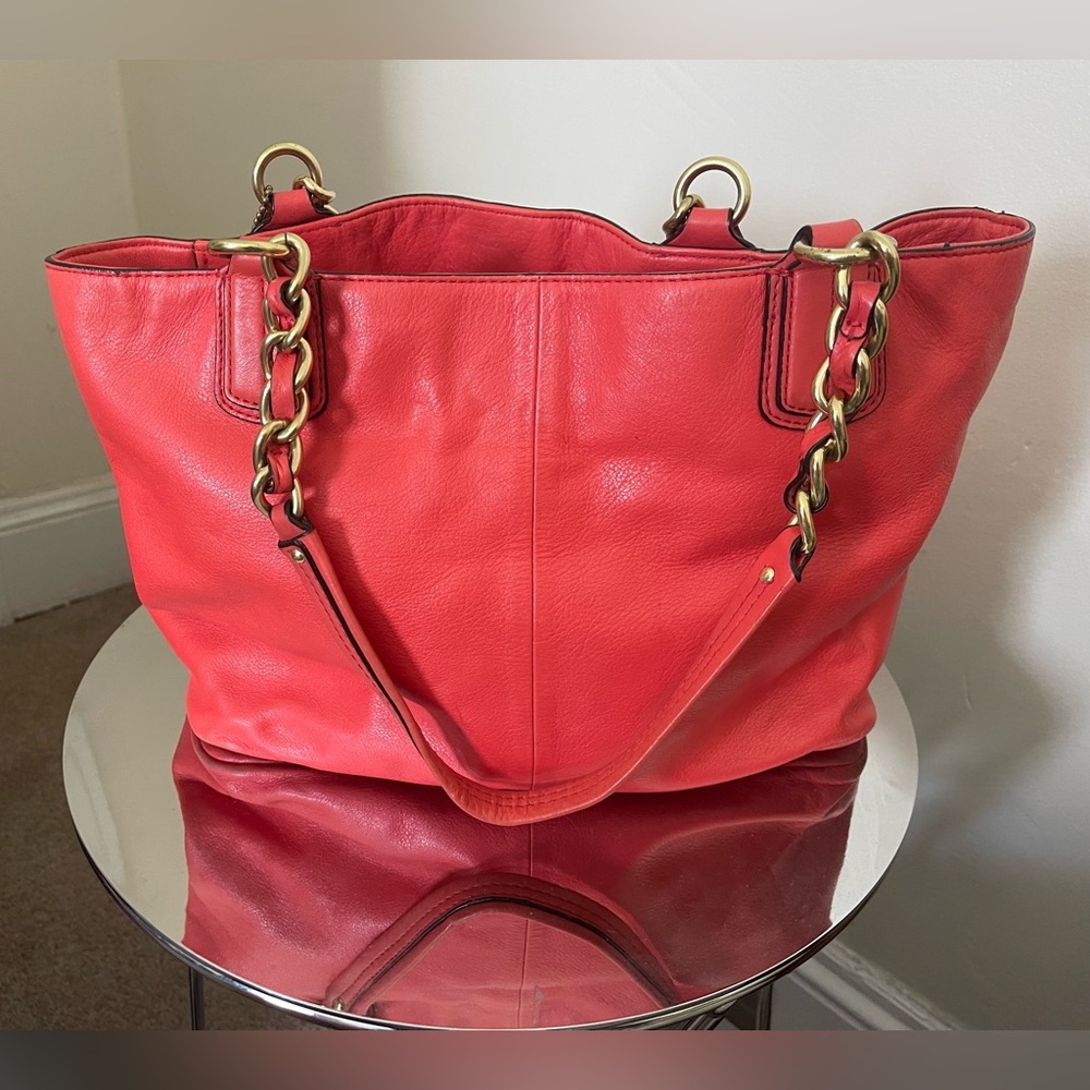 Coach Bright Coral Cammie Chain Tote - Picture 2 of 10